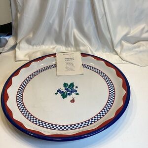 princess house red white &blue ladybug platter new stoneware rare